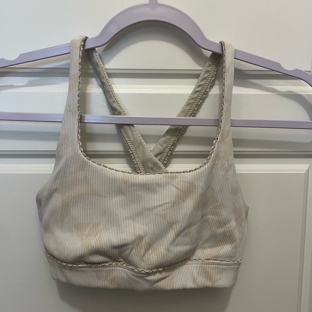 Aerie Offline Beige Tie-Dye Ribbed Sports Bra